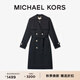 MICHAEL KORS邁克高仕 MK 女士中長(cháng)款系帶收腰雙排扣風(fēng)衣外套 黑色 001 M