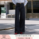 香影藏青色闊腿牛仔褲女2025秋季新款高腰直筒顯瘦天絲棉休閑褲子 藏青 S 155/60A/85-95斤