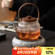 兮元記青花汝窯電陶爐煮茶壺圍爐煮茶器家用加厚耐高溫玻璃泡茶壺燒水壺 繁花電陶爐+透明豎紋提梁壺