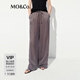 MO&Co.休閑褲2025夏新品砂洗霧面銅氨絲抽繩高腰闊腿褲M(mǎn)BE2PAT028 巖灰色 S /160