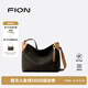 菲安妮（FION）2025新款大容量老花托特包復古單肩斜挎hobo包生日禮物 啡/駝