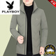 花花公子（PLAYBOY）羽絨服男士中青年冬季新款立領(lǐng)短款商務(wù)休閑白鴨絨外套男 卡其綠 XL 180 適合135--155斤
