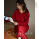 妮狄婭睡裙女秋季長(cháng)袖柔軟棉中長(cháng)裙本命年紅色睡衣春秋季甜美結婚家居服 深紅 TF25350 L (165) 【參考體重105-125斤】