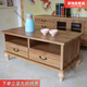 豪瑞森實(shí)木茶幾簡(jiǎn)約現代美式鄉村客廳創(chuàng  )意小戶(hù)型抽屜多功能茶幾桌 原木色 80*50*49厘米長(cháng)寬高