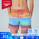 速比濤（Speedo）泳褲男17英寸沙灘褲快速排水輕薄透氣高彈腰帶不勒腹部 橘色/藍色 XL (高180-185cm,重86-90kg)