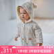 OAK FAMILY秋冬新品寶寶夾棉連體衣新生嬰幼兒連帽保暖全棉爬服嬰兒衣服 綠野仙蹤 90cm