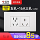公牛118型雙聯(lián)連排多孔插座帶電腦網(wǎng)絡(luò)開(kāi)關(guān)面板小號(hào)120發(fā)模塊需組裝 二位丨五孔+16A三孔