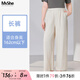 MsShe【天絲仿亞麻闊腿褲】大碼女裝2025秋裝胖mm薄款垂感長(zhǎng)褲子 長(zhǎng)褲-淺杏色25年8月30日到貨 3XL