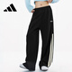 阿迪達(dá)斯 （adidas）女子棉質(zhì)親膚舒適百搭寬松運(yùn)動褲毛圈布黑色香蕉褲 KA2589 L碼