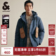 杰克·瓊斯（JACK&JONES）男裝冬季logo膠印寬松休閑百搭防風(fēng)袖口抽繩連帽羽絨服224412035 藍(lán)黑E41 XL 185