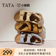 他她（TATA）勃肯鞋女棕色2025夏季新款厚底沙灘涼鞋女運(yùn)動(dòng)涼鞋 黃棕（涼鞋款） 36