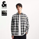 杰克·瓊斯（JACK&JONES）男裝25年秋季格子襯衫男純棉磨毛寬松潮流休閑穿搭長(zhǎng)袖襯衫薄外套 E43純黑色 常規(guī) M