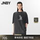 JNBY/江南布衣25夏新品T恤女H型玩偶狗印花圓領(lǐng)中袖寬松5P4112000 005/近黑 M