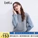 百圖betu女裝冬季新款毛衣圓領(lǐng)復(fù)古牛仔撞色拼接袖毛衫女2411T47 灰色 M