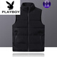 花花公子（PLAYBOY）秋冬新款馬甲男士羽絨棉背心外套男休閑加厚保暖寬松馬甲 M01款 黑色 2XL 130-145斤