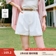 茵曼100%棉休閑百搭高腰闊腿短褲2025夏季女裝新款蕾絲邊褶裥褲子  云朵白 （微透建議穿膚色打底） 27