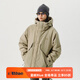 NOTHOMMEBLUE藍(lán)岐2023冬季戶外中長款P棉primaloft外套三防連帽棉服男 卡其色 M