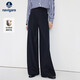 納維凱爾意大利小帆船女25年新款毛呢褲保暖直筒休閑褲闊腿長(cháng)褲2332075507