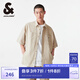 杰克·瓊斯（JACK&JONES）夏季新款尖領(lǐng)紐扣門襟背部字母刺繡膠印短袖襯衫男裝224304005 E11卡其色 常規(guī) 170/92A/S