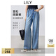 LILY經(jīng)典丹寧2025春復(fù)古全棉中高腰百搭寬松直筒牛仔褲闊腿褲女 419牛仔藍(lán) M