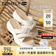 康莉（COMELY）一字拖鞋女夏季羊皮坡跟休閑防滑沙灘交叉帶時尚涼拖 米白色 38 