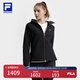 FILA 斐樂官方女裝梭織外套2025春新款健身運動基礎(chǔ)加絨連帽上衣 深黑-BK M (165) 84A