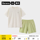 蕉內（Bananain）305H純棉睡衣男女士100%棉情侶家居服短袖夏季套裝七夕情人節(jié)禮物 【短褲款素色-女】呢綠 L