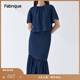 Fabrique天絲牛仔碎褶上衣半裙套裝2023夏季新款短袖T恤半身裙女 深藍 XS