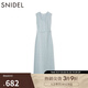 SNIDEL2025春夏新品簡約毛邊圓領(lǐng)無袖后開叉針織連衣裙SWNO251097 淺藍色 M (1)