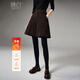 晚白【新品】2026春款高腰立體分割小個(gè)子靴褲顯瘦軟糯毛呢休閑褲女 深棕色 28