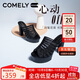 康莉（COMELY）商場(chǎng)同款魚(yú)嘴涼拖女25年夏季時(shí)尚羅馬涼鞋高跟拖鞋恨天高 黑色 37