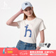哈吉斯（HAZZYS）女裝 夏款女士大狗圖案圓領(lǐng)T恤衫女ASTSE0BBE52 米黃色OW M (160/84A 38)