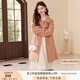 香影雙面呢大衣女2024冬季新款100%純羊毛中長(zhǎng)款呢子翻領(lǐng)毛呢外套 桔色 S