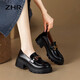 ZHR樂(lè )福鞋女時(shí)尚厚底真牛皮單鞋女百搭粗跟鞋子女 AY116 黑色 38 