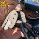 G·DUCK KIDS小黃鴨公主童裝女童外套2025新款兒童皮草秋冬季毛毛衣小女孩冬裝 杏色 110
