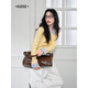 闊色條紋襯衫毛衣假兩件灰色上衣女26春季新款修身內搭針織衫秋冬 黃色 L