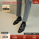 THOM WILLS皮鞋男三接頭商務正裝鞋夏季固特異手工真皮牛津鞋 黑色B075 41 /7.5碼