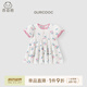 乖奇熊【碎花連衣裙】女寶寶夏季薄款短袖公主連體裙童裝衣服嬰兒外出服 白色/櫻桃小可 80