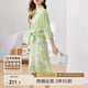 尚都比拉休閑通勤純色襯衫暈染印花半身裙夏季套裝女 淺綠配花色 XL 