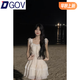 DGOV法式初戀溫柔風甜美小飛袖連衣裙夏季新款小個子氣質(zhì)顯瘦仙女短裙 米白色 S 建議80-90斤