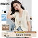 尚都比拉職場(chǎng)通勤西裝女夏季涼感防曬高級(jí)感墊肩短款小西服外套 杏色 L
