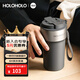 HOLOHOLO316不銹鋼保溫杯 男女士咖啡杯 高顏值吸管水杯子兒童上學(xué)專(zhuān)用 【316L不銹鋼內膽】水泥灰-500ml