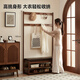 席豪衣帽架換鞋凳一體家用入戶(hù)穿鞋凳進(jìn)門(mén)可坐鞋柜坐凳實(shí)木凳掛衣架 胡桃色雙層-長(cháng)80cm