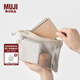 無(wú)印良品（MUJI）再生聚酯纖維 雙拉鏈包收納袋 居家旅行數據線(xiàn)小收納包便攜零錢(qián)包 米色/M/長(cháng)19*寬13.5cm