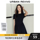UR夏季新款女裝都市氣質(zhì)垂感修身短袖連衣裙UWU740046 正黑 S
