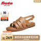 Bata羅馬軟底涼鞋女2024夏商場(chǎng)同款羊皮涼鞋AON06BL4 棕色 38