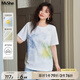 MsShe【珠地棉暈染印花短袖T恤】大碼女裝2025夏裝胖mm巨顯瘦上衣 A款-純白色現(xiàn)貨 2XL