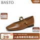 百思圖25春簡(jiǎn)約復古瑪麗珍鞋方跟女單鞋M1107AQ5 棕色 37