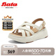 Bata羅馬風(fēng)涼鞋女2025夏季商場(chǎng)新款羊皮鏤空厚底復(fù)古涼鞋UDX25BL5七夕 米白 38
