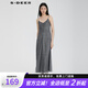 S.DEER【新】圣迪奧女裝復(fù)古休閑肌理網(wǎng)紗吊帶連衣裙S232Z12B2 中灰/77 S 160
